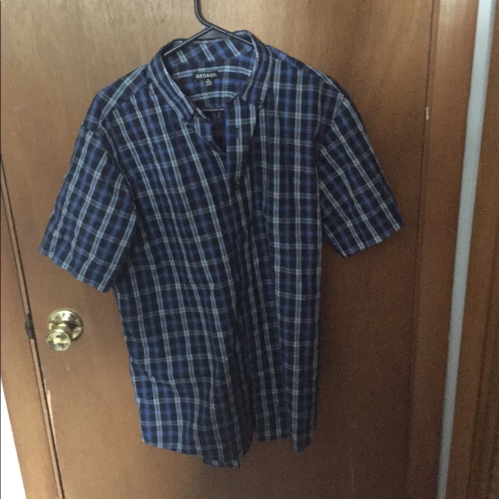 Blue Pallas button up/ pink and white button up